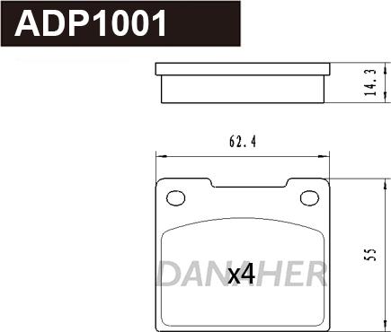 Danaher ADP1001 - Bremžu uzliku kompl., Disku bremzes autodraugiem.lv