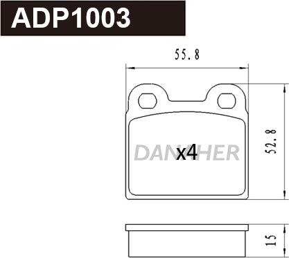 Danaher ADP1003 - Bremžu uzliku kompl., Disku bremzes autodraugiem.lv