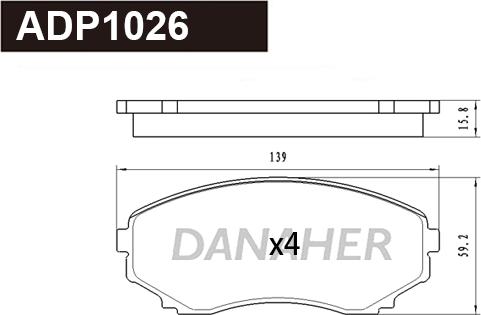 Danaher ADP1026 - Bremžu uzliku kompl., Disku bremzes autodraugiem.lv