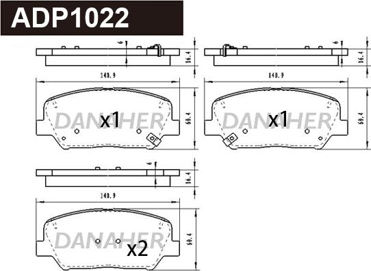 Danaher ADP1022 - Bremžu uzliku kompl., Disku bremzes autodraugiem.lv