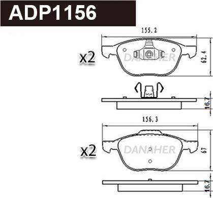 Danaher ADP1156 - Bremžu uzliku kompl., Disku bremzes autodraugiem.lv