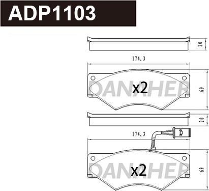 Danaher ADP1103 - Bremžu uzliku kompl., Disku bremzes autodraugiem.lv