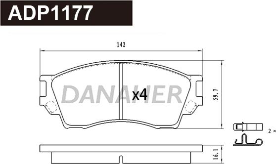 Danaher ADP1177 - Bremžu uzliku kompl., Disku bremzes autodraugiem.lv