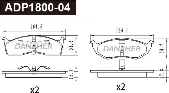 Danaher ADP1800-04 - Bremžu uzliku kompl., Disku bremzes autodraugiem.lv