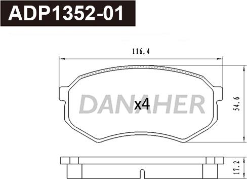 Danaher ADP1352-01 - Bremžu uzliku kompl., Disku bremzes autodraugiem.lv
