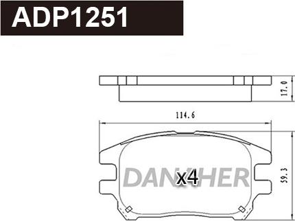 Danaher ADP1251 - Bremžu uzliku kompl., Disku bremzes autodraugiem.lv