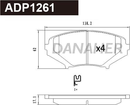 Danaher ADP1261 - Bremžu uzliku kompl., Disku bremzes autodraugiem.lv