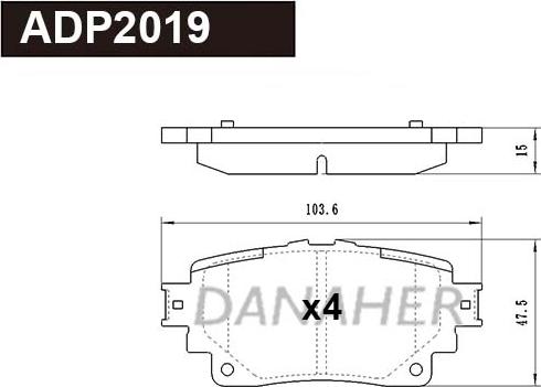 Danaher ADP2019 - Bremžu uzliku kompl., Disku bremzes autodraugiem.lv