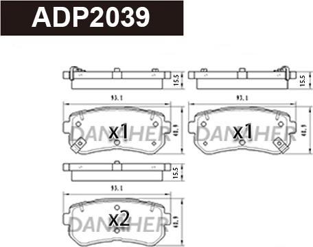 Danaher ADP2039 - Bremžu uzliku kompl., Disku bremzes autodraugiem.lv