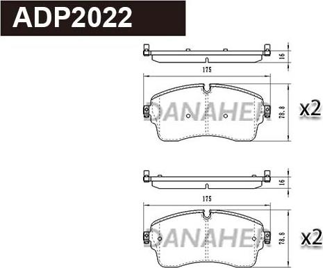 Danaher ADP2022 - Bremžu uzliku kompl., Disku bremzes autodraugiem.lv