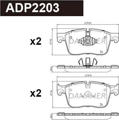Danaher ADP2203 - Bremžu uzliku kompl., Disku bremzes autodraugiem.lv