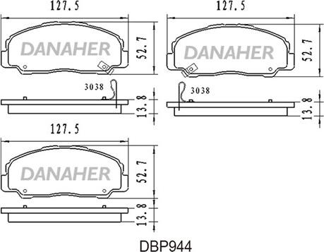 Danaher DBP944 - Bremžu uzliku kompl., Disku bremzes autodraugiem.lv