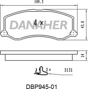 Danaher DBP945-01 - Bremžu uzliku kompl., Disku bremzes autodraugiem.lv