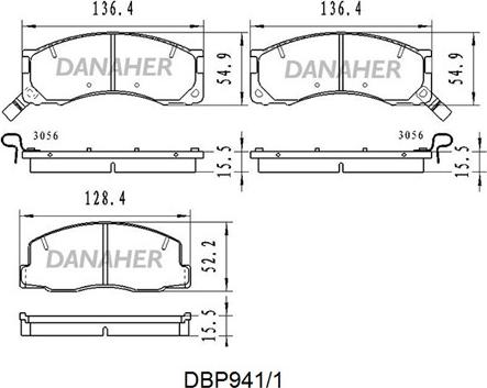 Danaher DBP941/1 - Bremžu uzliku kompl., Disku bremzes autodraugiem.lv