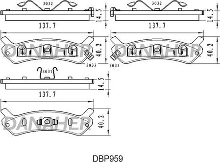 Danaher DBP959 - Bremžu uzliku kompl., Disku bremzes autodraugiem.lv