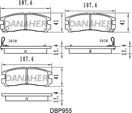 Danaher DBP955 - Bremžu uzliku kompl., Disku bremzes autodraugiem.lv