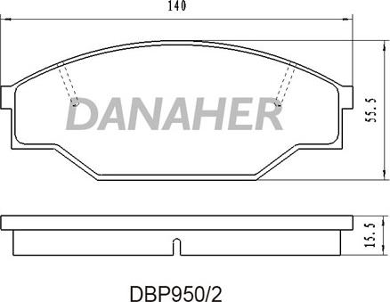 Danaher DBP950/2 - Bremžu uzliku kompl., Disku bremzes autodraugiem.lv