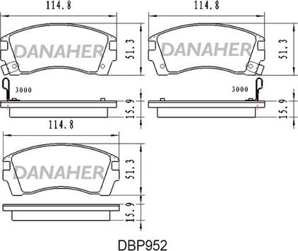 Danaher DBP952 - Bremžu uzliku kompl., Disku bremzes autodraugiem.lv