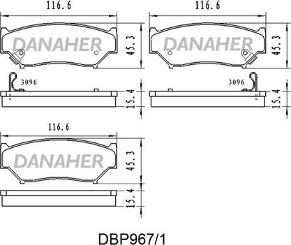 Danaher DBP967/1 - Bremžu uzliku kompl., Disku bremzes autodraugiem.lv