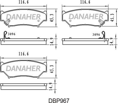 Danaher DBP967 - Bremžu uzliku kompl., Disku bremzes autodraugiem.lv