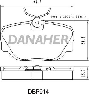 Danaher DBP914 - Bremžu uzliku kompl., Disku bremzes autodraugiem.lv