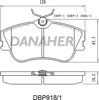 Danaher DBP918/1 - Bremžu uzliku kompl., Disku bremzes autodraugiem.lv