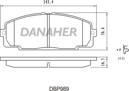 Danaher DBP989 - Bremžu uzliku kompl., Disku bremzes autodraugiem.lv