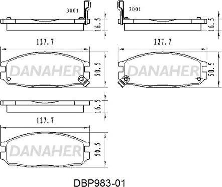 Danaher DBP983-01 - Bremžu uzliku kompl., Disku bremzes autodraugiem.lv