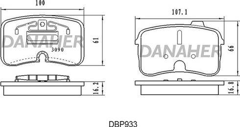 Danaher DBP933 - Bremžu uzliku kompl., Disku bremzes autodraugiem.lv