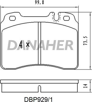 Danaher DBP929/1 - Bremžu uzliku kompl., Disku bremzes autodraugiem.lv