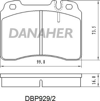 Danaher DBP929/2 - Bremžu uzliku kompl., Disku bremzes autodraugiem.lv