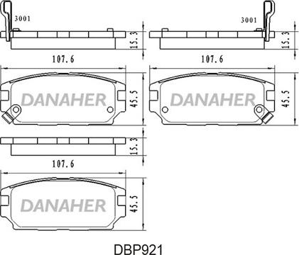 Danaher DBP921 - Bremžu uzliku kompl., Disku bremzes autodraugiem.lv