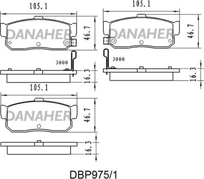 Danaher DBP975/1 - Bremžu uzliku kompl., Disku bremzes autodraugiem.lv