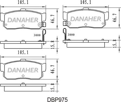 Danaher DBP975 - Bremžu uzliku kompl., Disku bremzes autodraugiem.lv