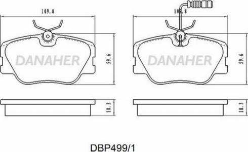 Danaher DBP499/1 - Bremžu uzliku kompl., Disku bremzes autodraugiem.lv