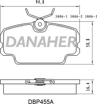 Danaher DBP455A - Bremžu uzliku kompl., Disku bremzes autodraugiem.lv