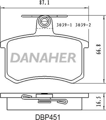 Danaher DBP451 - Bremžu uzliku kompl., Disku bremzes autodraugiem.lv