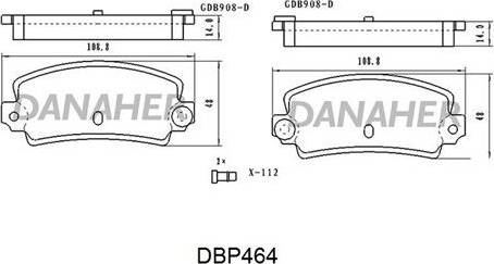 Danaher DBP464 - Bremžu uzliku kompl., Disku bremzes autodraugiem.lv