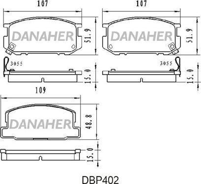 Danaher DBP402 - Bremžu uzliku kompl., Disku bremzes autodraugiem.lv