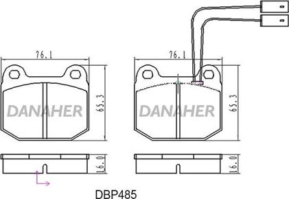Danaher DBP485 - Bremžu uzliku kompl., Disku bremzes autodraugiem.lv