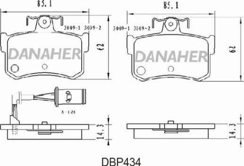 Danaher DBP434 - Bremžu uzliku kompl., Disku bremzes autodraugiem.lv