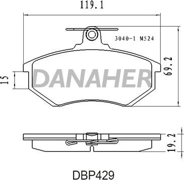 Danaher DBP429 - Bremžu uzliku kompl., Disku bremzes autodraugiem.lv