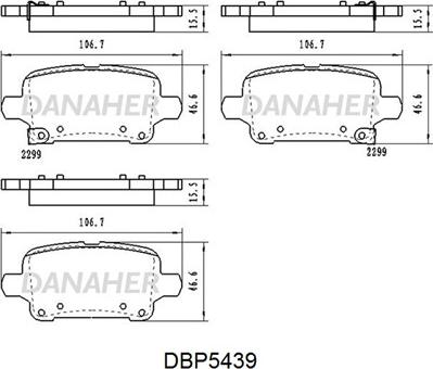 Danaher DBP5439 - Bremžu uzliku kompl., Disku bremzes autodraugiem.lv