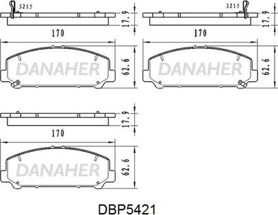 Danaher DBP5421 - Bremžu uzliku kompl., Disku bremzes autodraugiem.lv