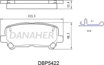 Danaher DBP5422 - Bremžu uzliku kompl., Disku bremzes autodraugiem.lv