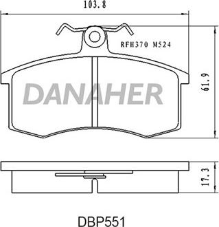 Danaher DBP551 - Bremžu uzliku kompl., Disku bremzes autodraugiem.lv