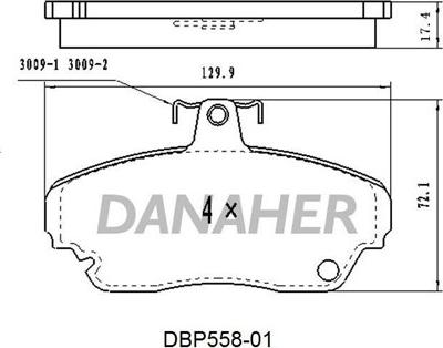 Danaher DBP558-01 - Bremžu uzliku kompl., Disku bremzes autodraugiem.lv