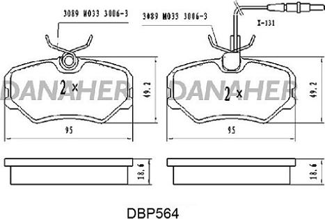 Danaher DBP564 - Bremžu uzliku kompl., Disku bremzes autodraugiem.lv