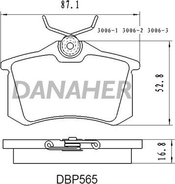 Danaher DBP565 - Bremžu uzliku kompl., Disku bremzes autodraugiem.lv