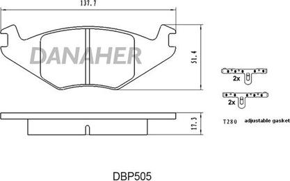 Danaher DBP505 - Bremžu uzliku kompl., Disku bremzes autodraugiem.lv